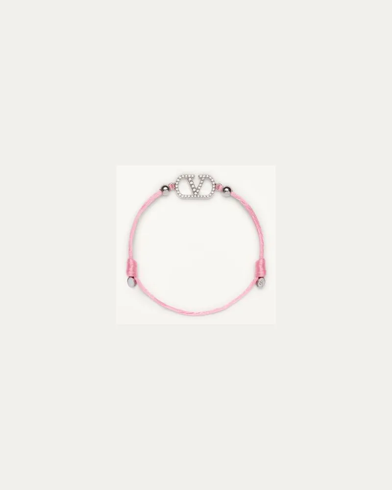 Valentino Garavani Vlogo Signature Valentino Garavani Baumwollarmband Frau ROSA/CRYSTAL Rosa
