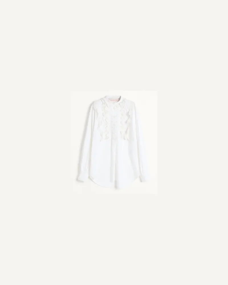 Valentino Garavani Besticktes Top Aus Baumwolle Und Leinen Frau WEIß Weiß