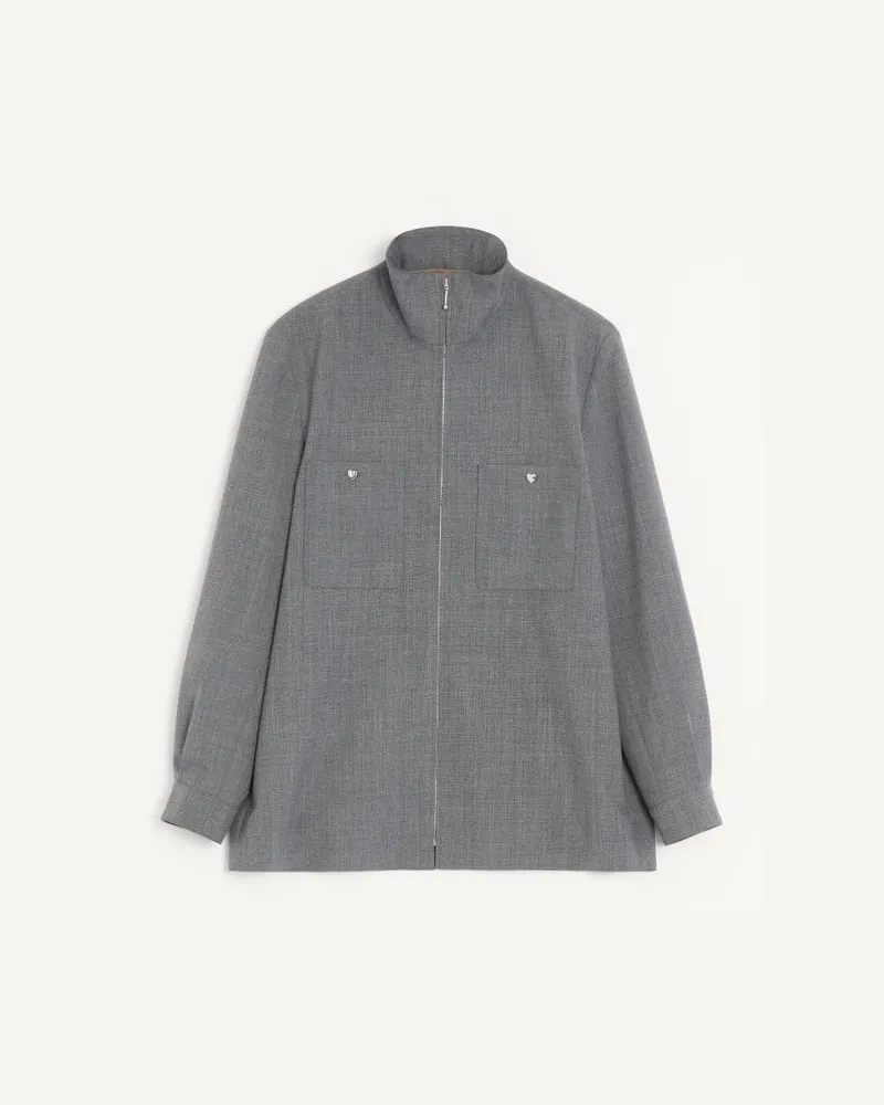 Valentino Garavani Valentino Hemdjacke Aus Mouliné-Wolle Mann SCHWARZ/GRAU Schwarz