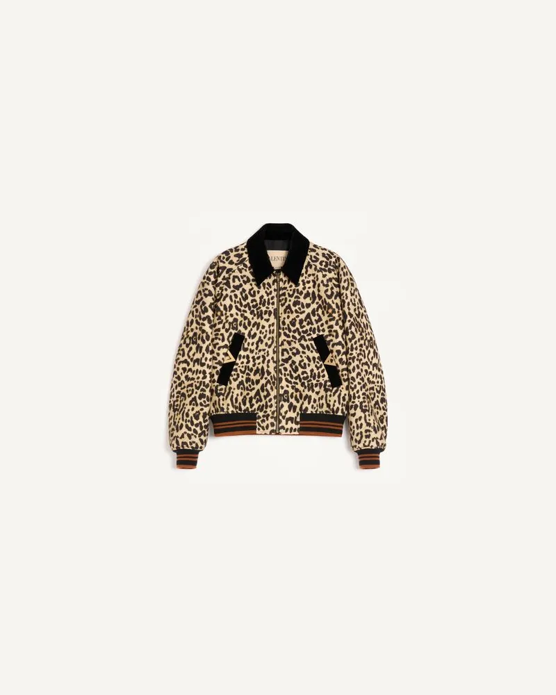 Valentino Garavani Valentino Bomberjacke aus Wollstoff mit VGold auf den Seitentaschen Mann ANIMALIER Animalier