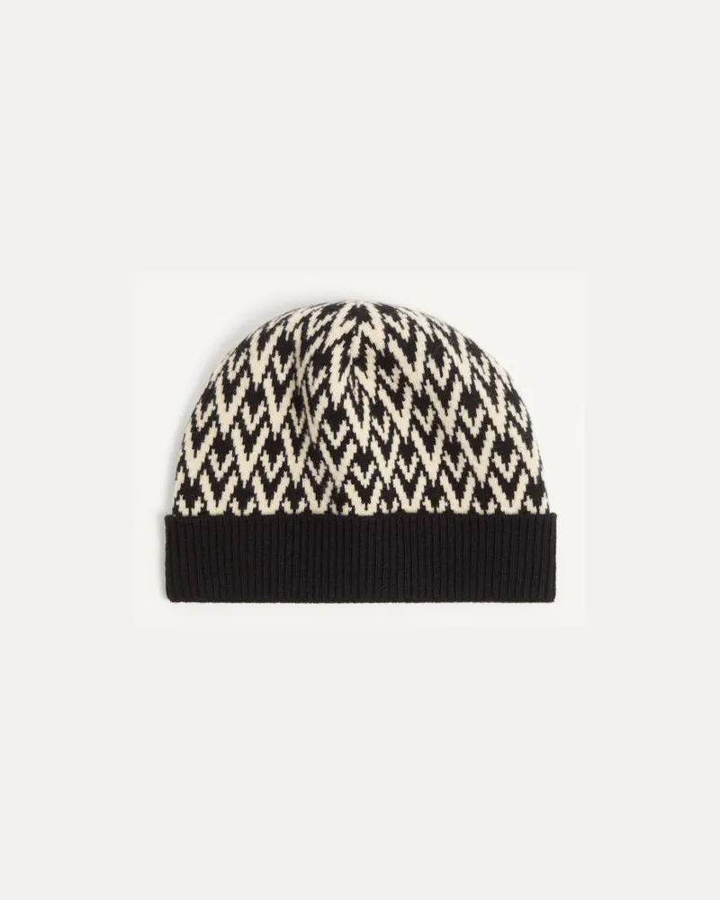 Valentino Garavani Toute La V Signature Gestrickter Beanie Aus Wolle Mann SCHWARZ/CREME Schwarz