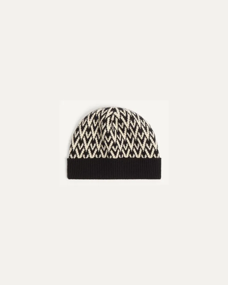 Valentino Garavani Toute La V Signature Gestrickter Beanie Aus Wolle Mann SCHWARZ/CREME Schwarz
