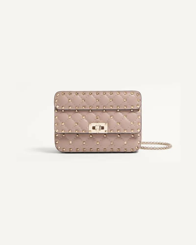Valentino Garavani Valentino Garavani Rockstud Spike Kleine Schultertasche Aus Nappaleder Frau POUDRE Poudre
