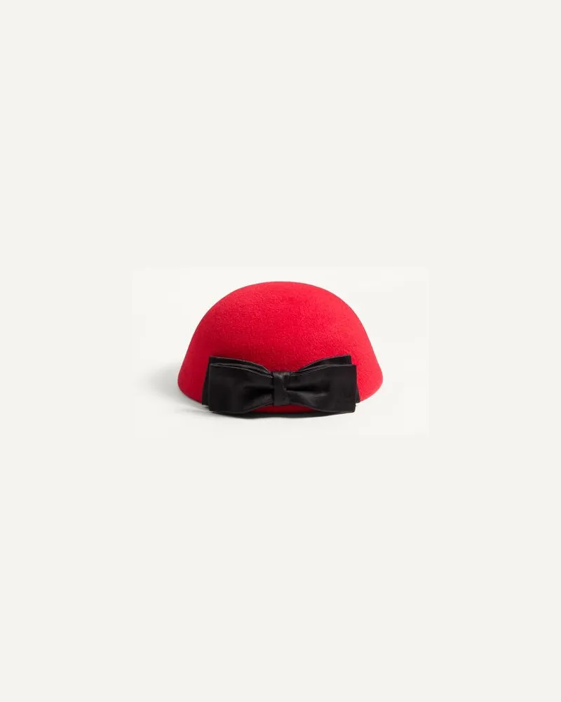 Valentino Garavani Vlogo Signature Hut Aus Kaninchenfell Mit Satinschleife Frau ROT/SCHWARZ Rot