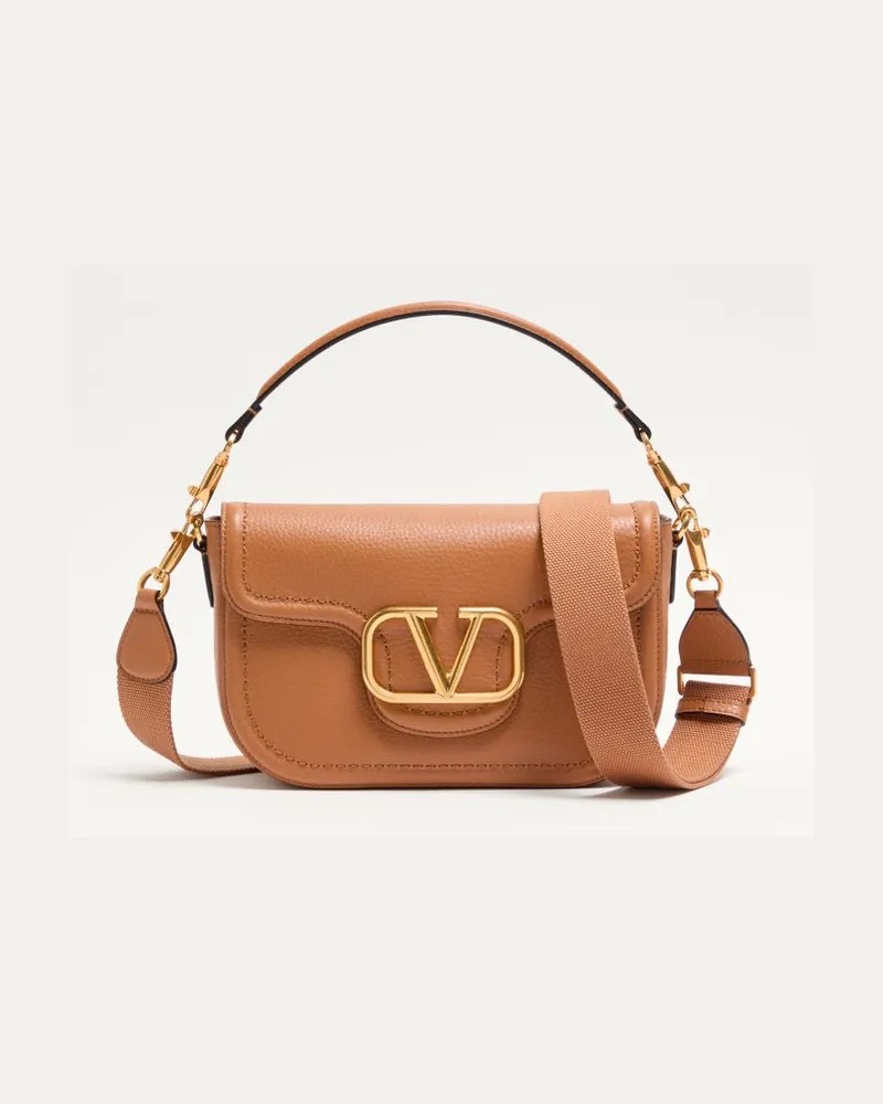 Valentino Garavani Alltime Schultertasche Aus Weichem, Genarbtem Kalbsleder Frau MANDEL Mandel