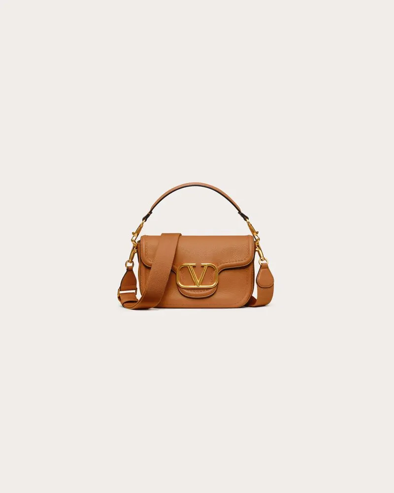 Valentino Garavani Alltime Schultertasche Aus Weichem, Genarbtem Kalbsleder Frau MANDEL Mandel