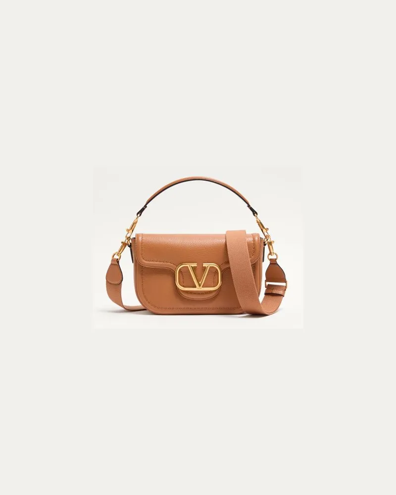 Valentino Garavani Alltime Schultertasche Aus Weichem, Genarbtem Kalbsleder Frau MANDEL Mandel