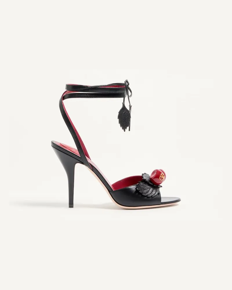 Valentino Garavani Cherryfic Sandalen aus Ziegenleder, 100 mm Frau SCHWARZ Schwarz
