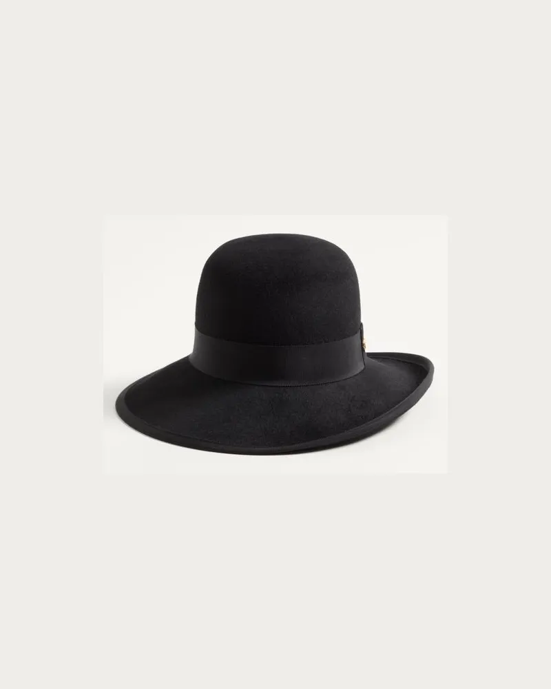 Valentino Garavani Vlogo Signature Hut Aus Lapin Frau SCHWARZ Schwarz