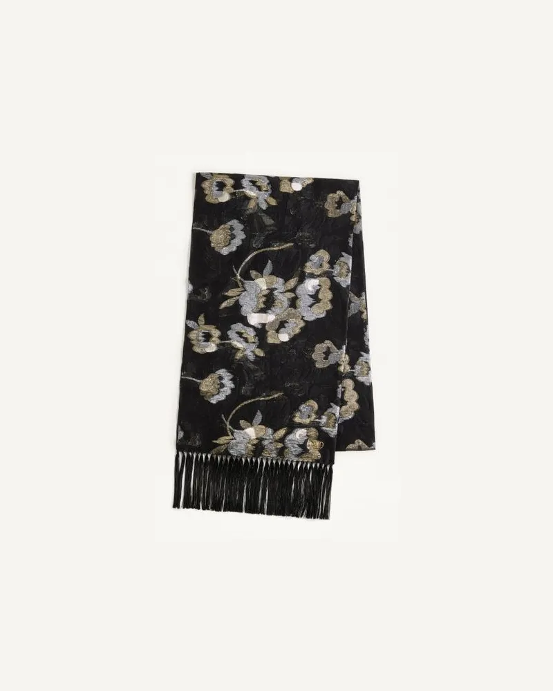 Valentino Garavani Camelia Seidenschal mit Metallfasern Frau SCHWARZ/MEHRFARBIG Schwarz