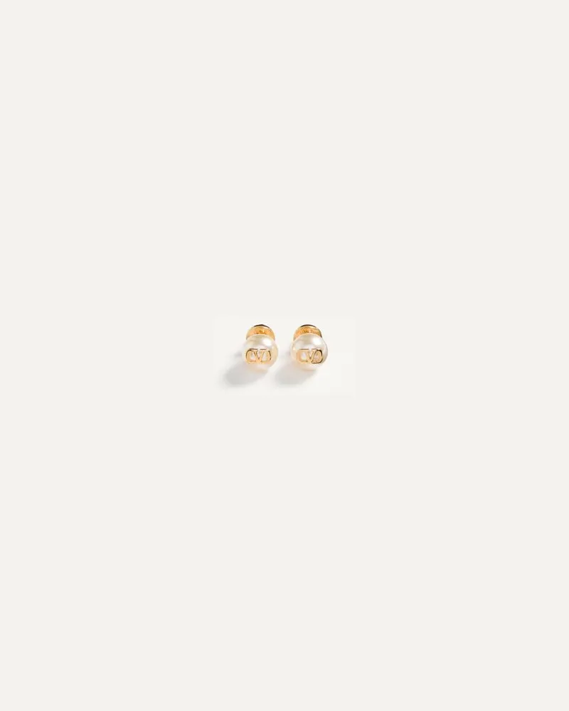 Valentino Garavani Ohrringe Vlogo Signature Mit Perlen Frau GOLD/CREME Gold