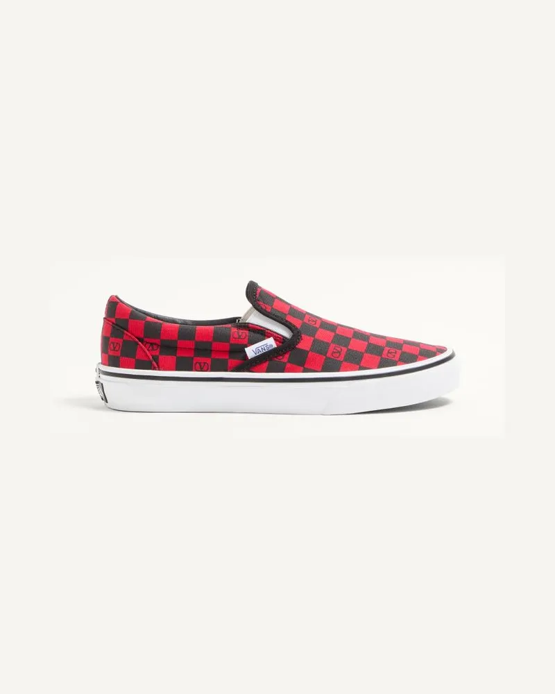 Valentino Garavani Valentino Garavani und Vans Slip-On-Sneaker aus Stoff mit VLogo-Schachbrettmuster Frau ROUGE PUR/SCHWARZ Rouge
