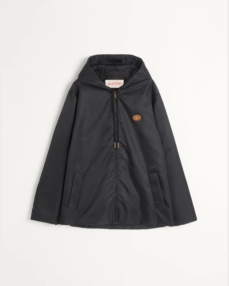 Valentino Garavani Windbreaker Aus Nylon Mit Kapuze Und Vlogo-Patch Mann SCHWARZ Schwarz