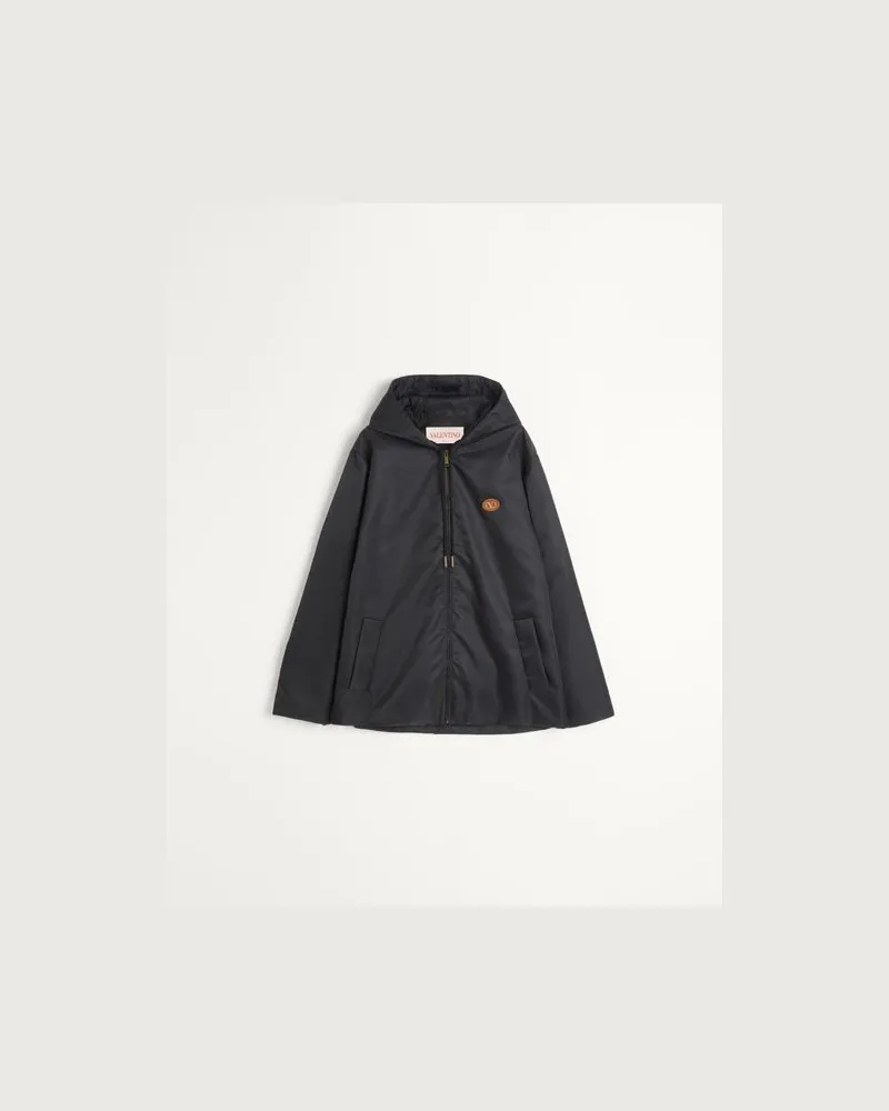 Valentino Garavani Windbreaker Aus Nylon Mit Kapuze Und Vlogo-Patch Mann SCHWARZ Schwarz