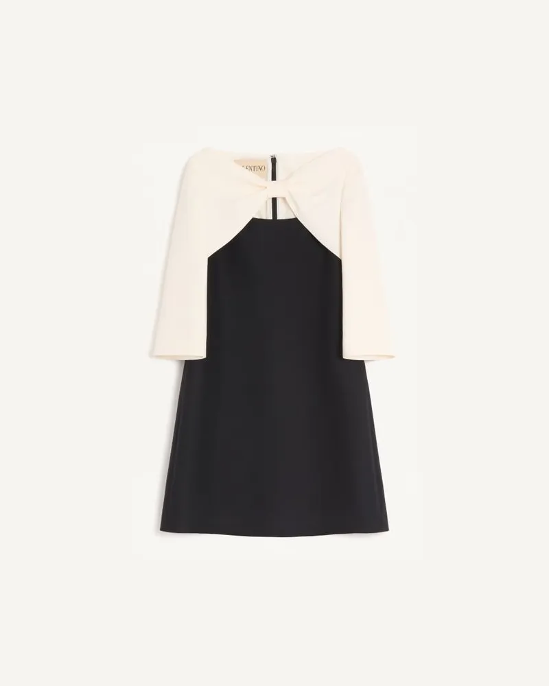 Valentino Garavani Kurzes Crepe Couture Kleid Frau SCHWARZ/ELFENBEIN Schwarz
