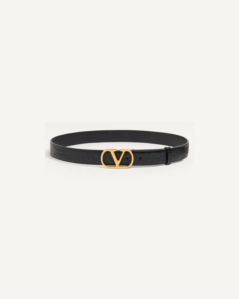 Valentino Garavani Vlogo Signature Gürtel Aus Krokodilleder, 30 Mm Mann SCHWARZ Schwarz