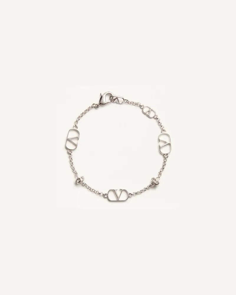 Valentino Garavani Vlogo Signature Armband Aus Metall Mit Kristallen Frau PALLADIUM/CRYSTAL Palladium