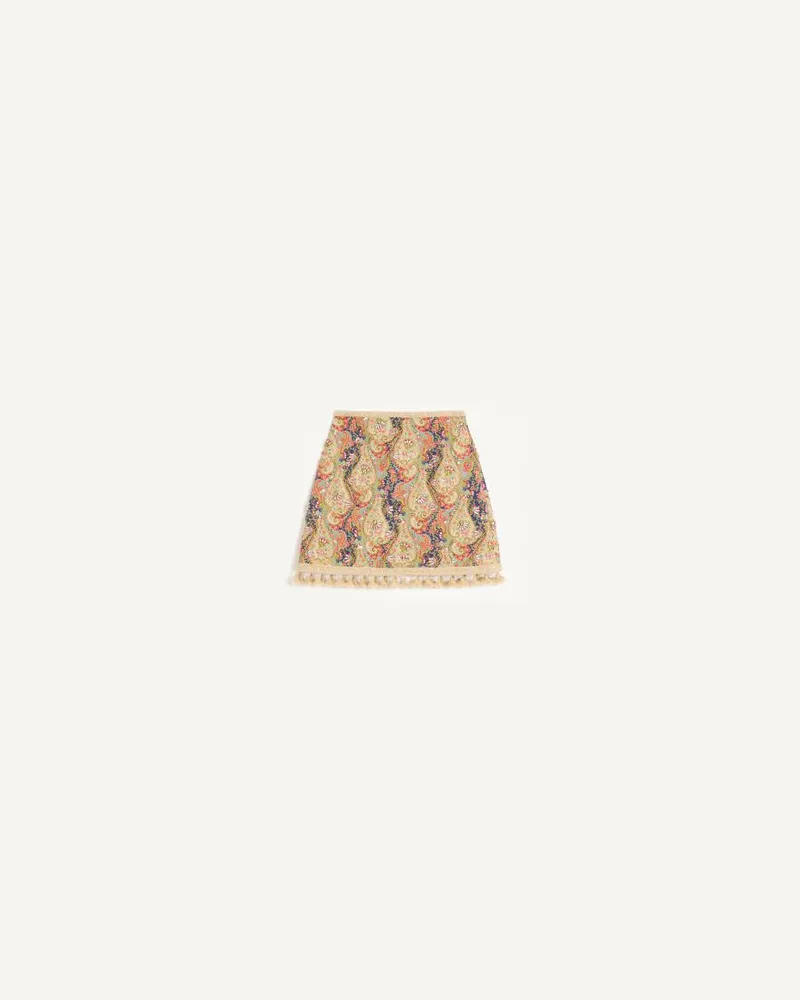 Valentino Garavani Bestickter Rock Aus Piquet Mit Paisley Voyage Imaginaire-Print Frau MULTICOLOR Multicolor
