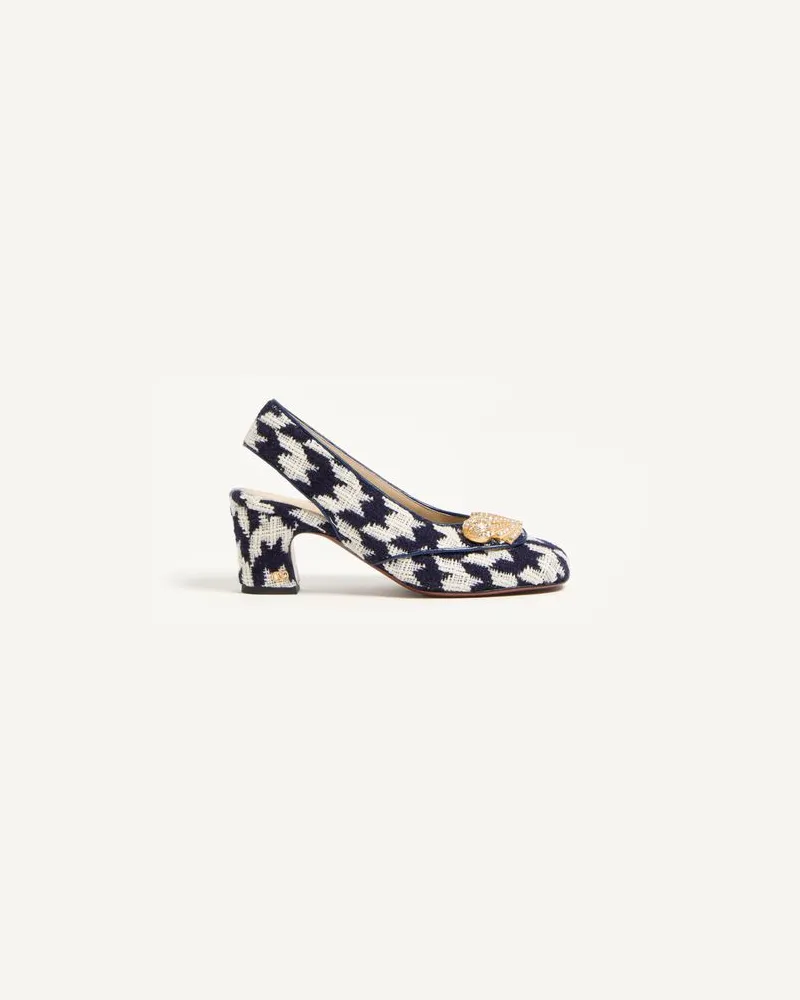 Valentino Garavani Adamantine Slingpumps Aus Tweed 60 Mm Frau MARINEBLAU/BUTTER Marineblau