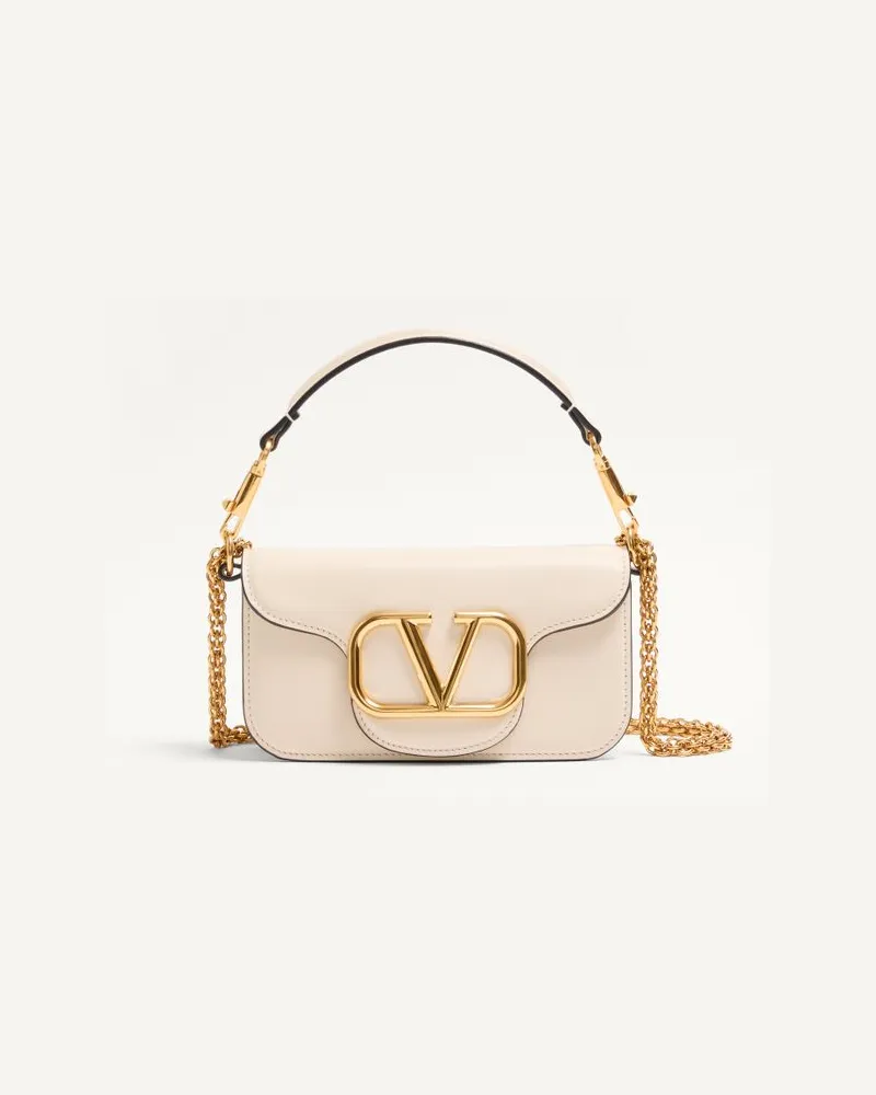 Valentino Garavani Kleine Schultertasche Valentino Garavani Locò Aus Kalbsleder Frau LIGHT IVORY Light