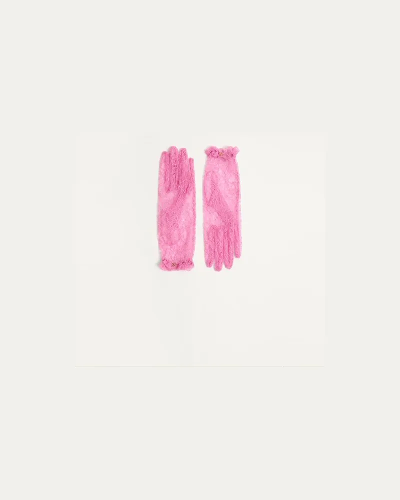 Valentino Garavani Gants VLogo Signature En Dentelle Frau ROSA Rosa