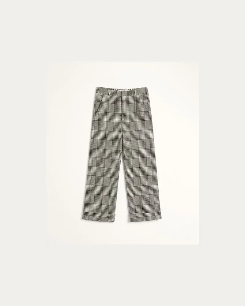 Valentino Garavani Hose Aus Wolle Mit Umschlag Mit Karomuster Auf Hahnentritt Mann ELFENBEIN/SCHWARZ Elfenbein