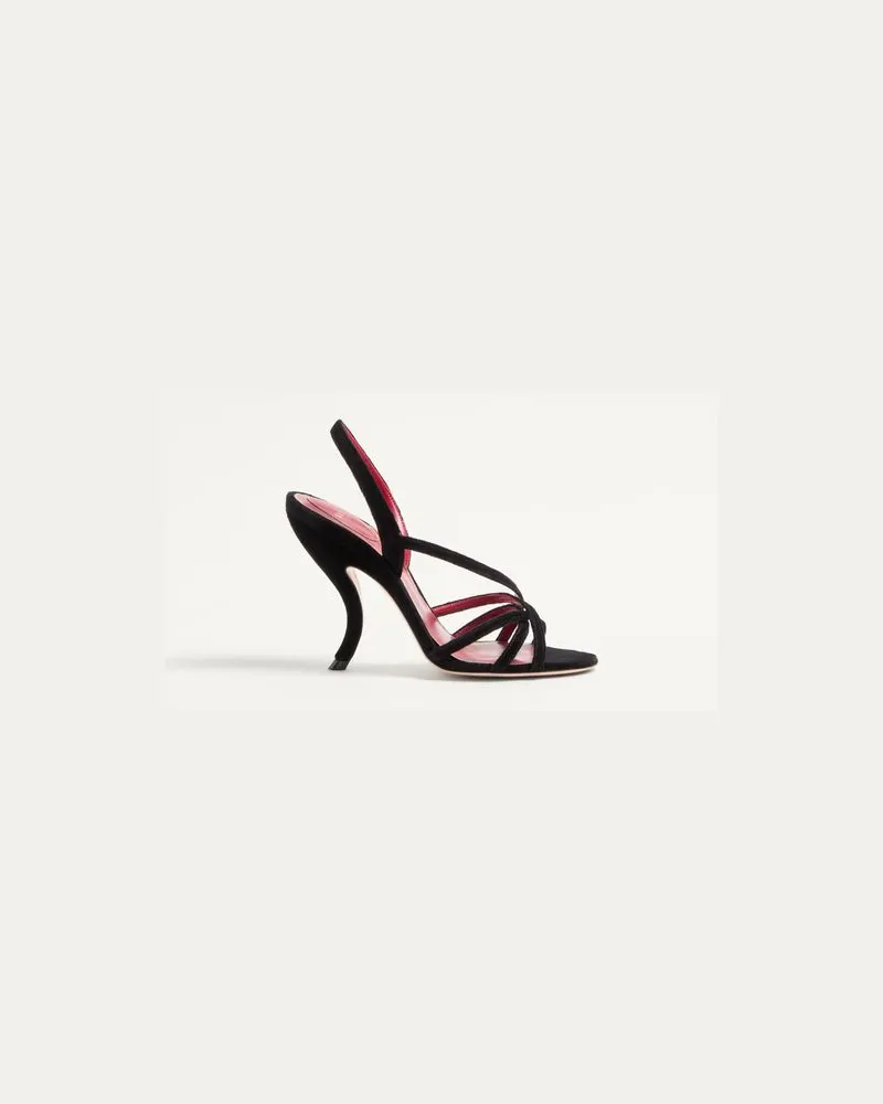 Valentino Garavani Valentino Garavani Fetishique Samtsandalen, 105 Mm Frau SCHWARZ Schwarz