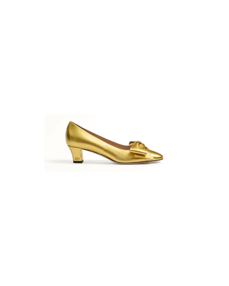Valentino Garavani Bowow Pumps Aus Laminiertem Nappaleder 45 Mm Frau ANTIQUE GOLD Antique