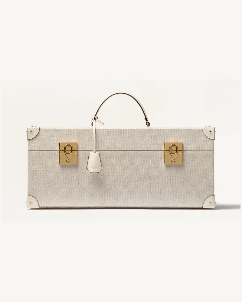 Valentino Garavani Valentino Garavani Parfüm-Behälter Für 7 X 100 Ml Aus Canvas Und Kalbsleder Mit Studs Aus Metall Frau NATUR/ELFENBEIN Natur