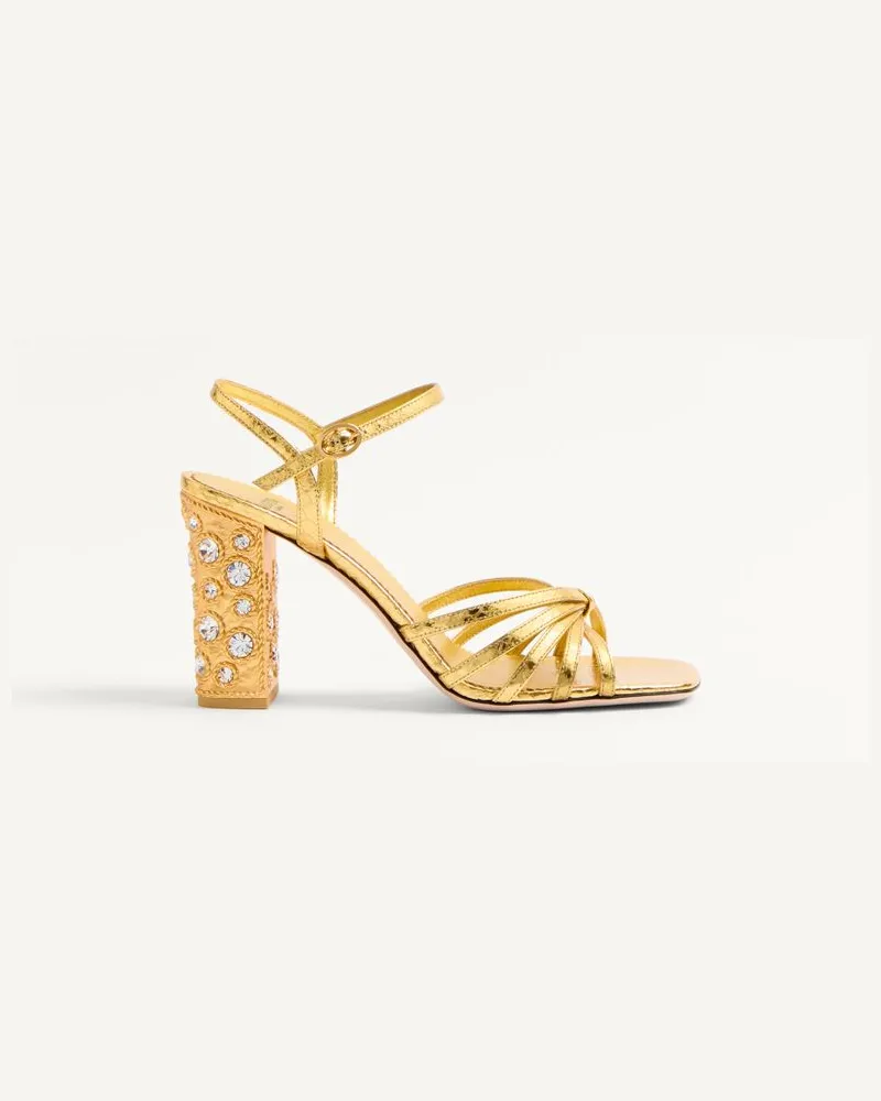Valentino Garavani Preshoes Sandalen Aus Laminiertem Ayers Mit Kristallen 90 Mm Frau GOLD/CRYSTAL Gold