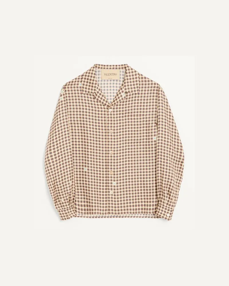 Valentino Garavani Valentino Langarmhemd aus Seide mit durchgehendem Chamber-Print Mann BUTTER/MULTICOLOR Butter