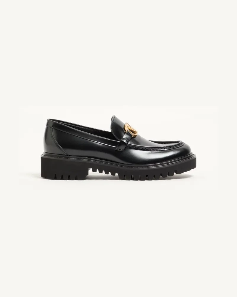Valentino Garavani Loafer VLogo Signature Aus Kalbsleder Frau SCHWARZ Schwarz