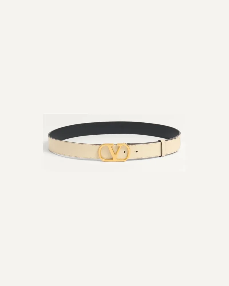 Valentino Garavani Vlogo Signature Gürtel Aus Glänzendem Kalbsleder 30 Mm Frau BUTTER Butter