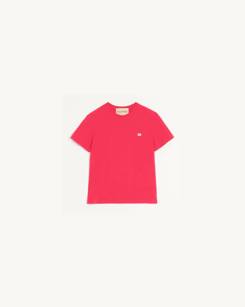 Valentino Garavani T-Shirt Aus Baumwolle Mit Vlogo Patch Mann ROT Rot