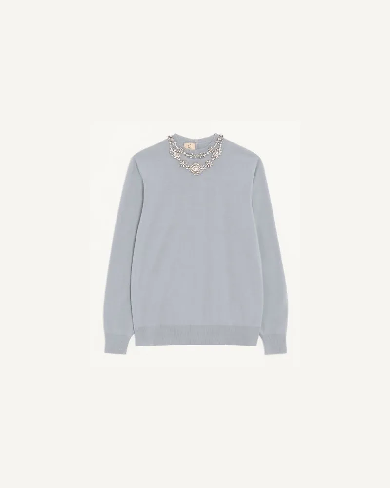 Valentino Garavani BESTICKTER WOLLPULLOVER Frau GRAU Grau
