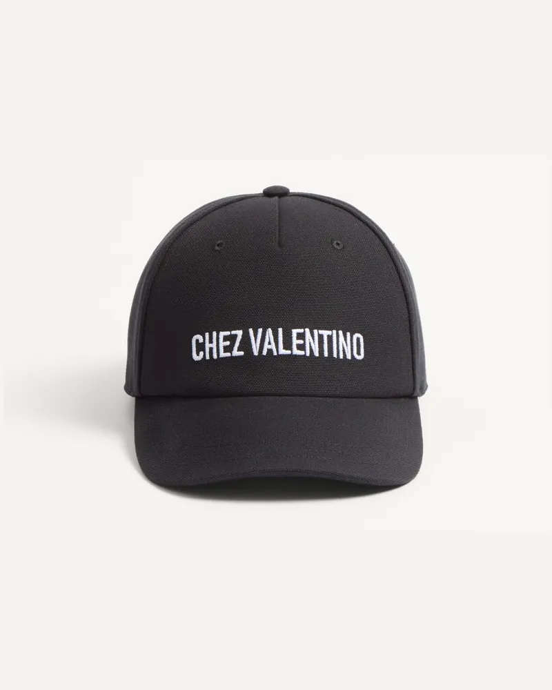 Valentino Garavani Chez Valentino Basecap Aus Baumwolle Mit Stickerei Mann SCHWARZ Schwarz