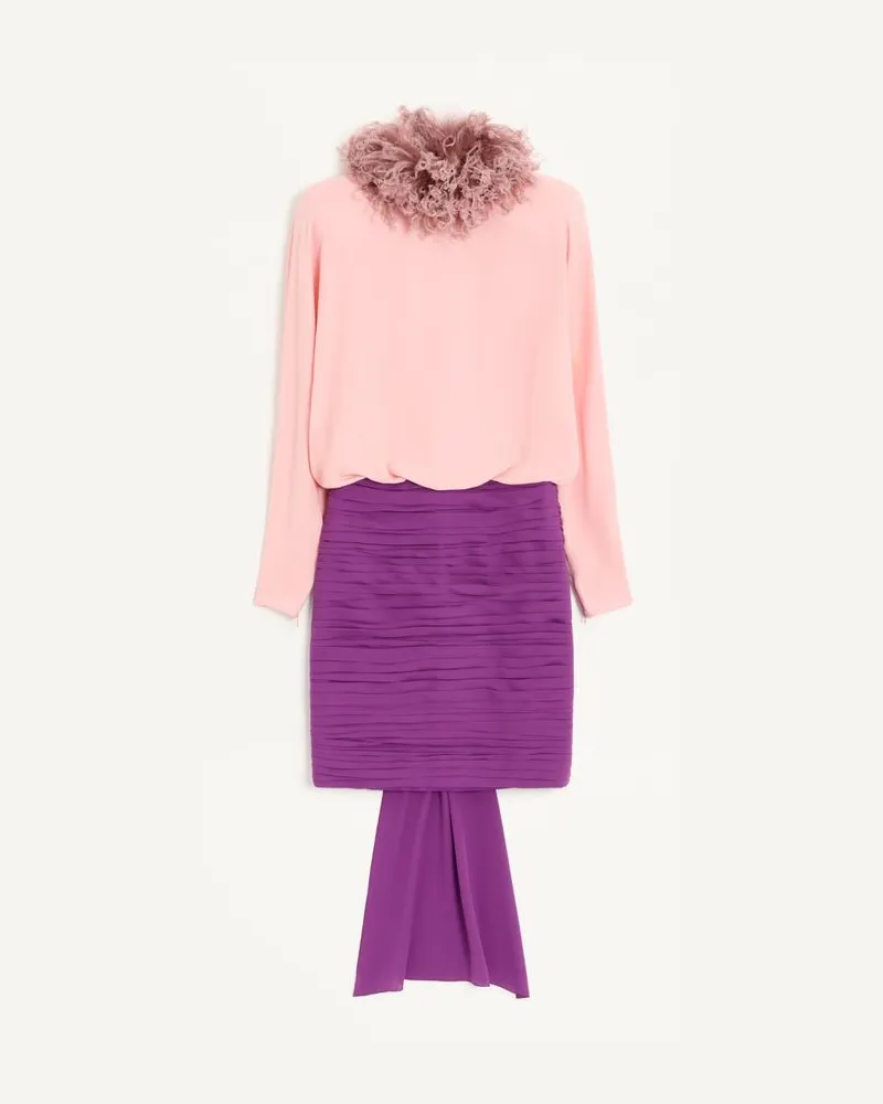 Valentino Garavani Georgette Midikleid mit Federn Frau ROSA/VIOLETT Rosa