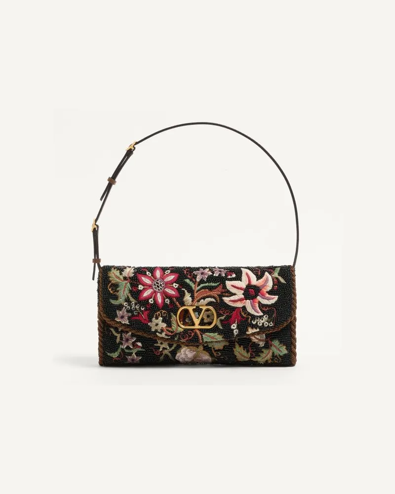Valentino Garavani Valentino Garavani DeVain Bestickte Kleine Schultertasche Frau SCHWARZ/MEHRFARBIG Schwarz