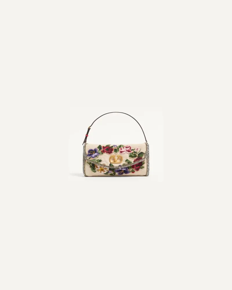 Valentino Garavani Weiche, Bestickte Kleine Valentino Garavani Vain-Schultertasche Frau MULTICOLOR Multicolor