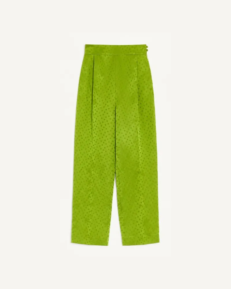 Valentino Garavani Jacquardhose Mit Medium Plus De Pois Seiden-Leinen Punktemuster Frau AVOCADO Avocado