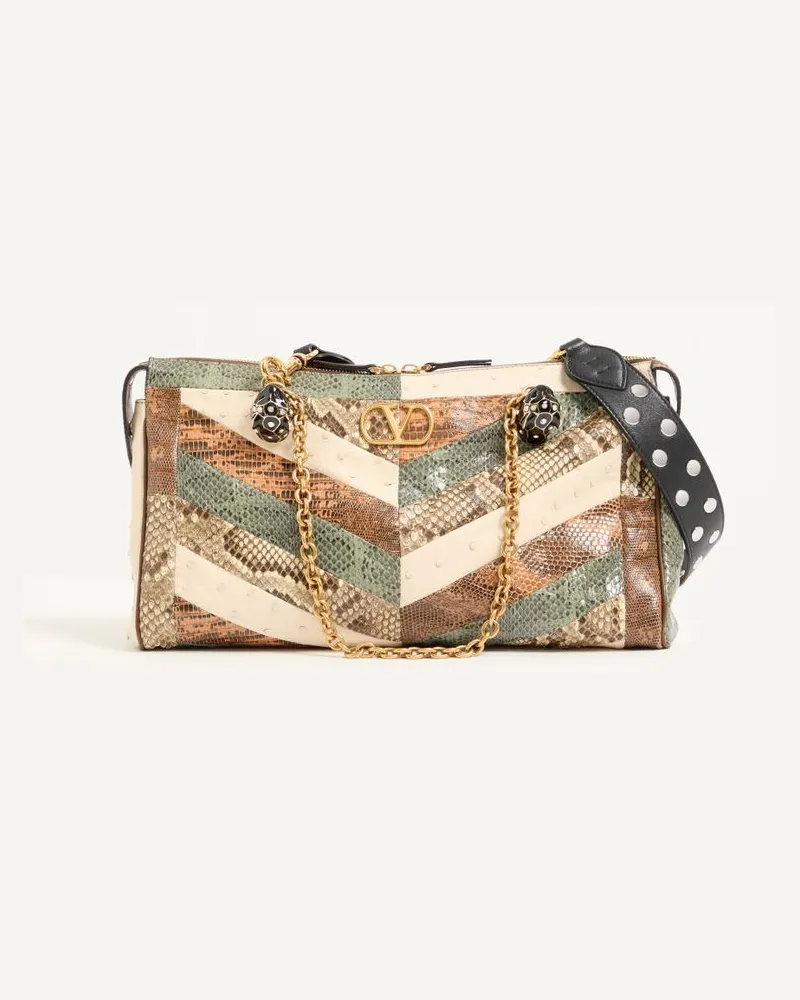 Valentino Garavani Mittelgroße Valentino Garavani Panthea Schultertasche aus exotischem Leder mit Chevron-Muster Frau MULTICOLOR Multicolor