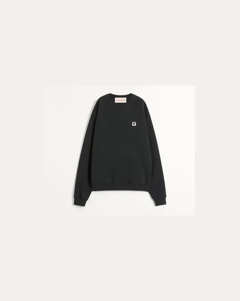 Valentino Garavani Rundhalspullover Aus Baumwolle Mit Chez Valentino Patch Mann SCHWARZ Schwarz