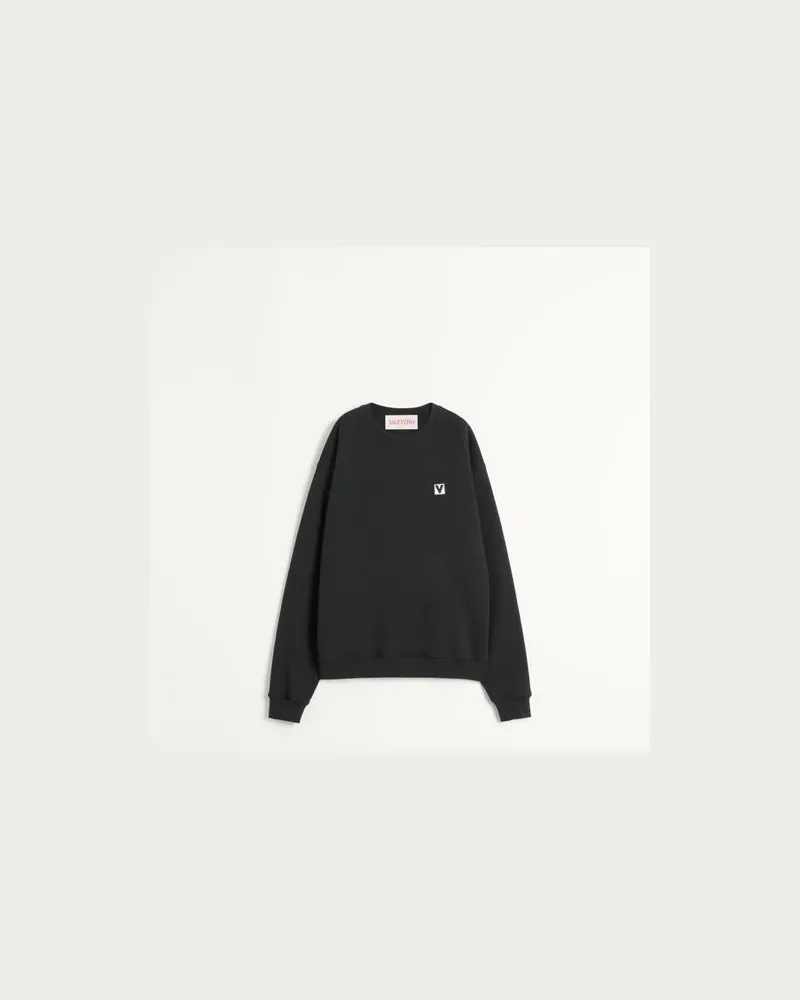 Valentino Garavani Rundhalspullover Aus Baumwolle Mit Chez Valentino Patch Mann SCHWARZ Schwarz