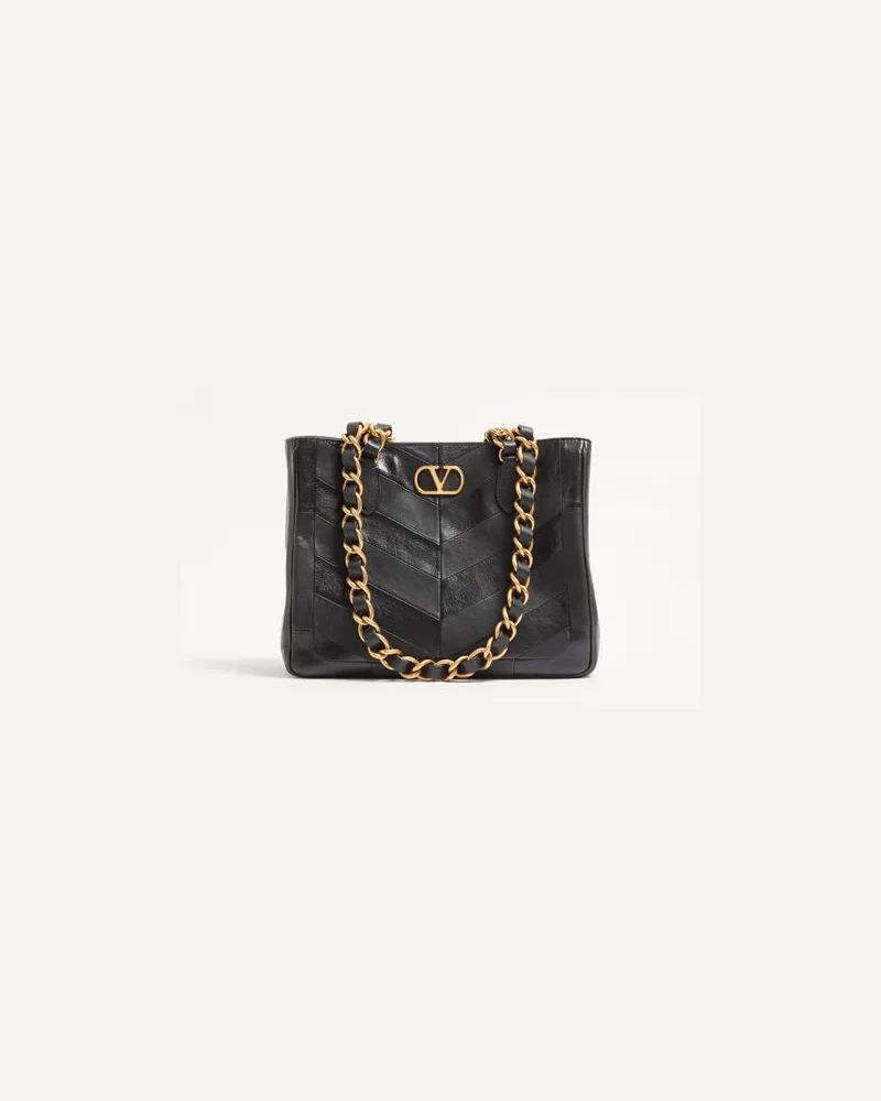Valentino Garavani Valentino Garavani Laseine kleiner Shopper aus Nappaleder mit Chevron-Muster Frau SCHWARZ Schwarz