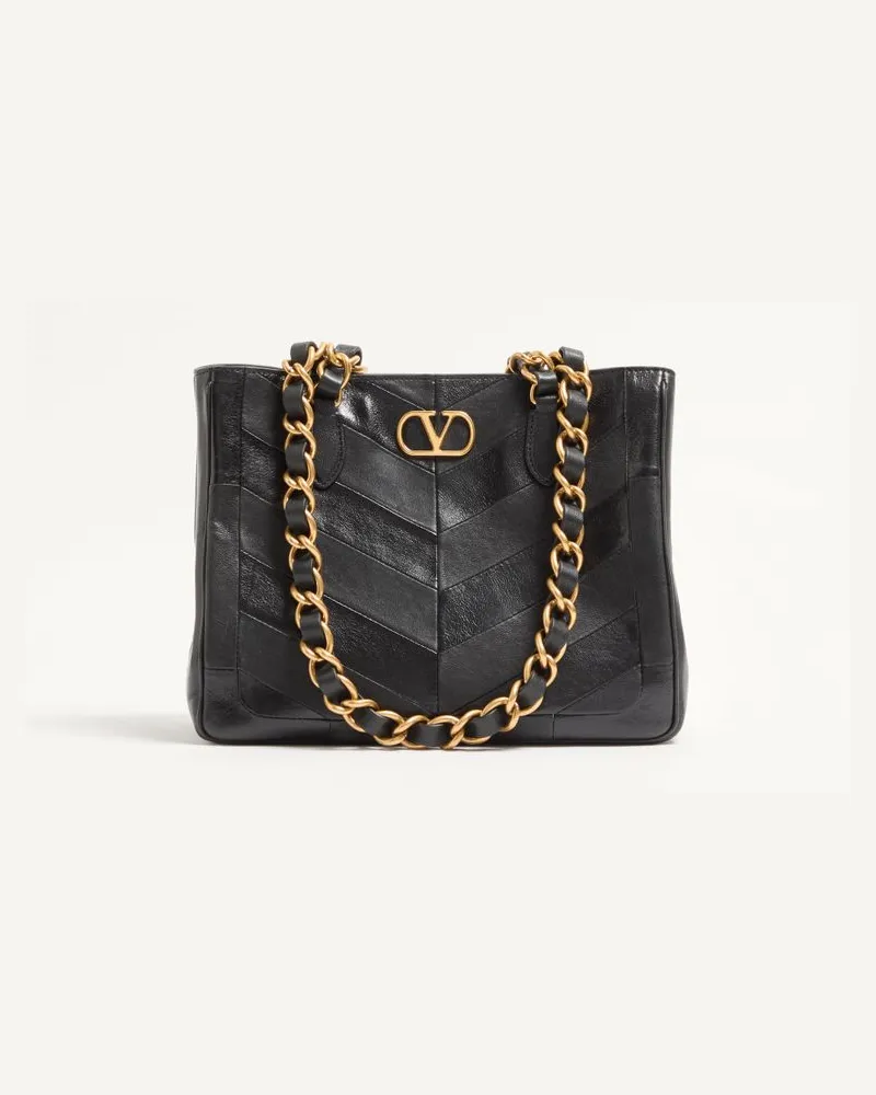 Valentino Garavani Valentino Garavani Laseine Kleiner Shopper Aus Nappaleder Mit Chevron-Muster Frau SCHWARZ Schwarz