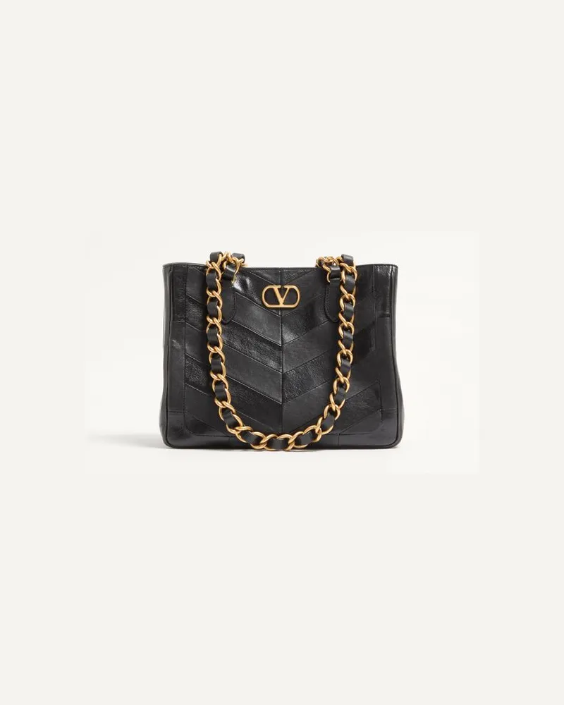 Valentino Garavani Valentino Garavani Laseine Kleiner Shopper Aus Nappaleder Mit Chevron-Muster Frau SCHWARZ Schwarz