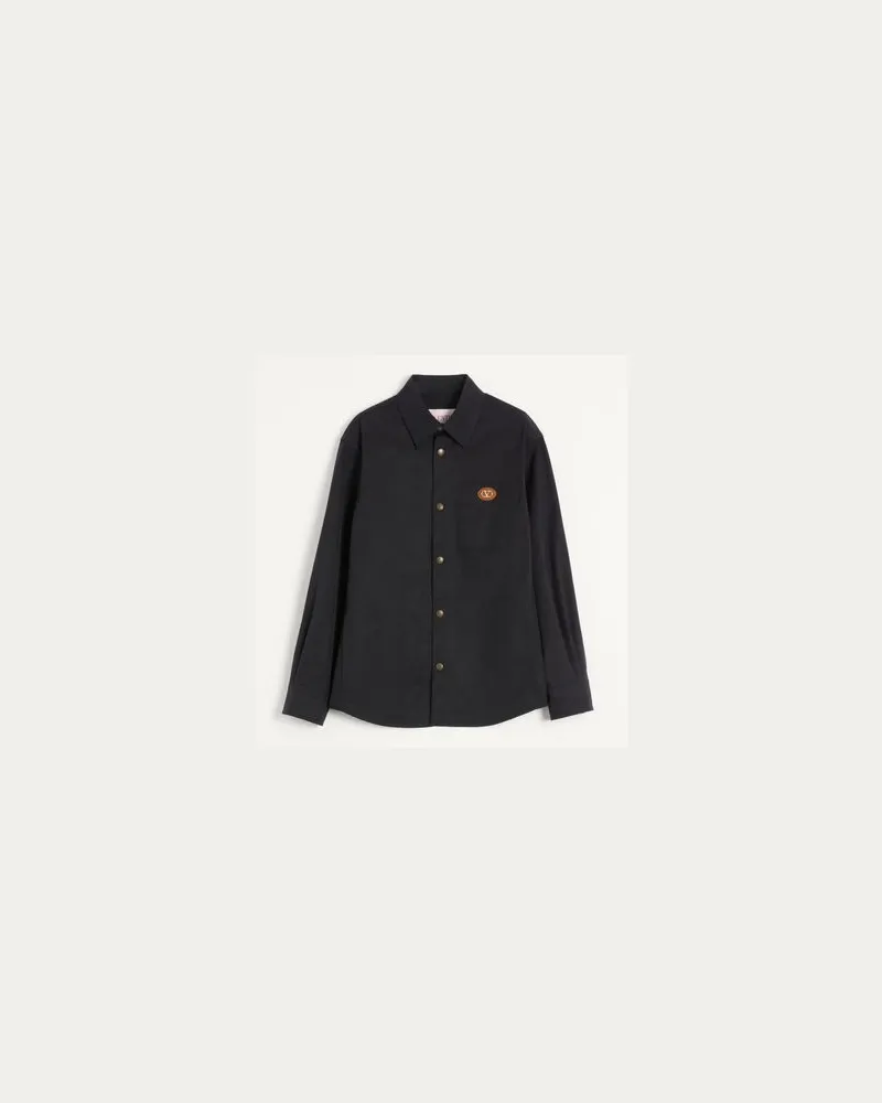 Valentino Garavani Hemdjacke Aus Nylon Mit VLogo-Patch Mann MARINEBLAU Marineblau