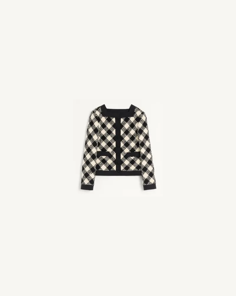 Valentino Garavani Damier Tweed-Jacke Frau BUTTER/SCHWARZ Butter