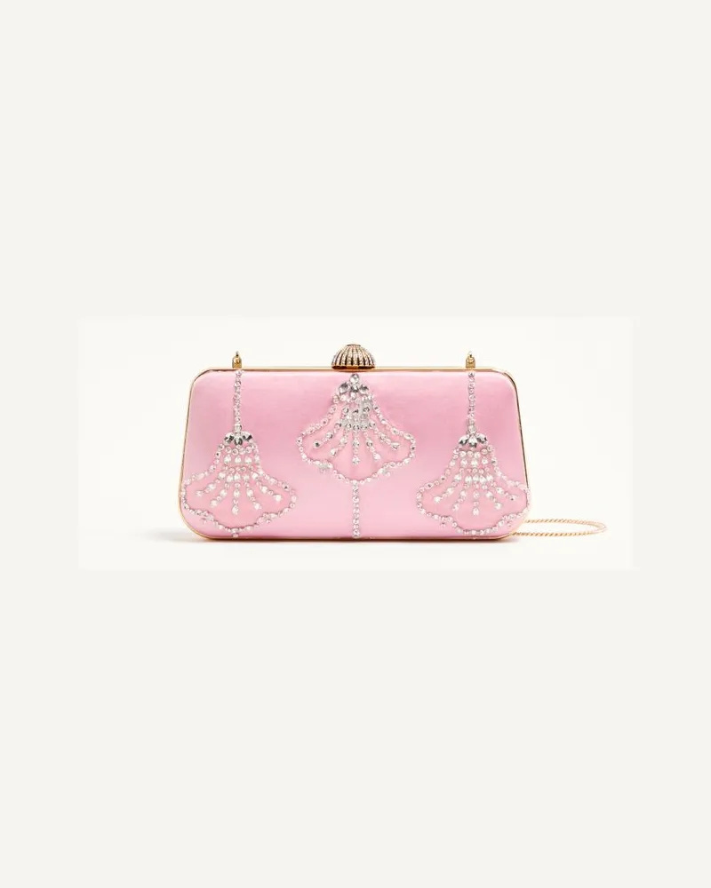 Valentino Garavani Valentino Garavani Carry Secrets Minaudière Aus Satin Mit Blumenmotiv-Stickerei Frau ROSA/CRYSTAL Rosa