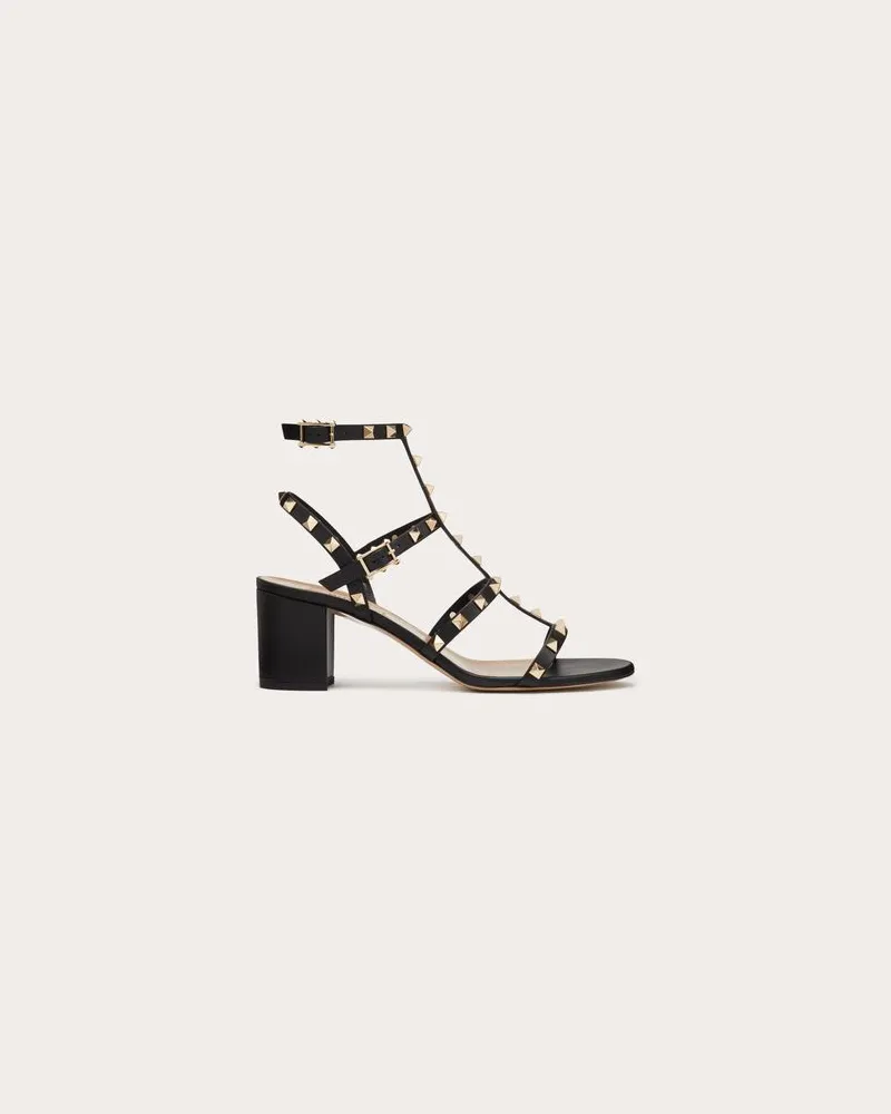 Valentino Garavani Riemchensandalen Rockstud Aus Kalbsleder Mit 60 Mm-Absatz Frau SCHWARZ Schwarz